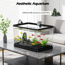 Advwin Fish Tank 50L with Artificial Hill 3-Color Lighting