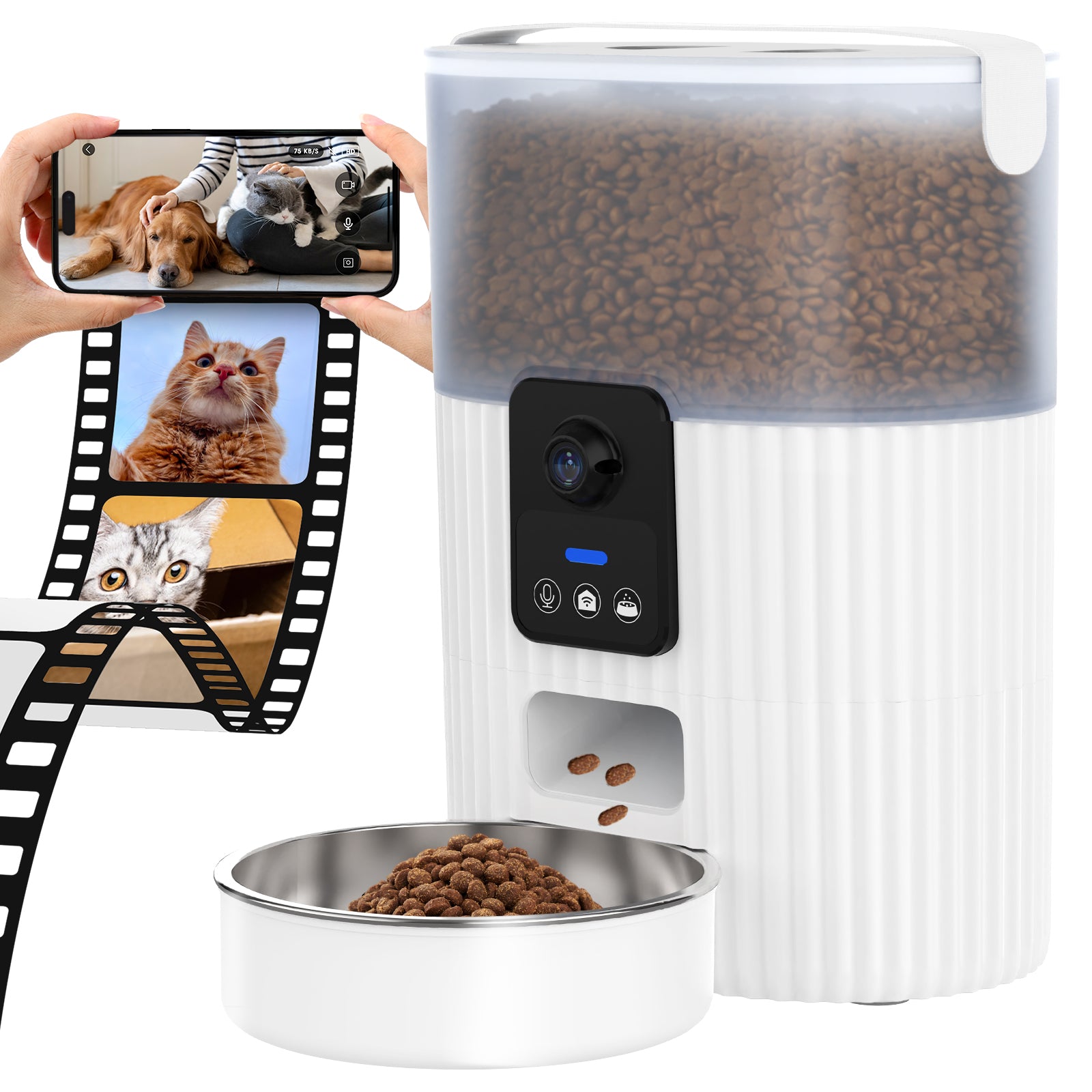 Advwin 3L Automatic Pet Feeder WiFi 1080P HD Camera Food Dispenser