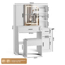 Advwin Dressing Table Stool Set with Mirror