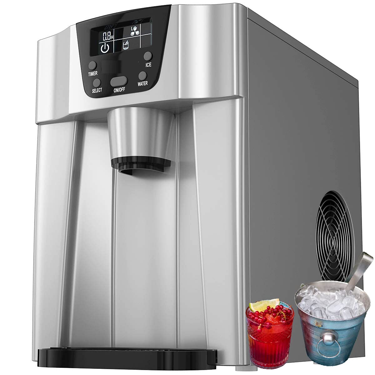 Advwin 2in1 Ice Maker Builtin Water Dispenser Sliver
