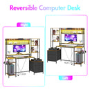 Advwin Gaming Desk with LED Lights & Power Outlets 165cm