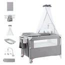 Advwin 4 in 1 Foldable Baby Portacot with Bassinet Grey