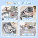 Advwin 4 in 1 Foldable Baby Portacot with Bassinet Grey