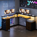 Advwin L Shaped Gaming Desk with Monitor Stand