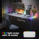 Advwin Electric Standing Desk with LED Lights Wireless Charging