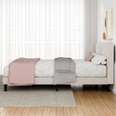 Advwin Bed Frame Mattress Base Upholstered Beige