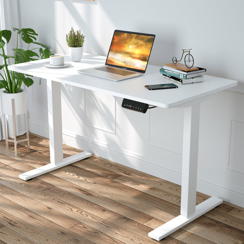 Advwin-Electric-Standing-Desk-Sit-Stand-Up-Riser-Height-Adjustable Motorised-Computer-Desk-White-Table-Top-140cm-White-Frame-160203300