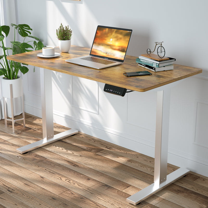 Advwin-Electric-Standing-Desk-Sit-Stand-Up-Riser-Height-Adjustable Motorised-Computer-Desk-Walnut-Table-Top-120cm-Sliver-Frame-160203700