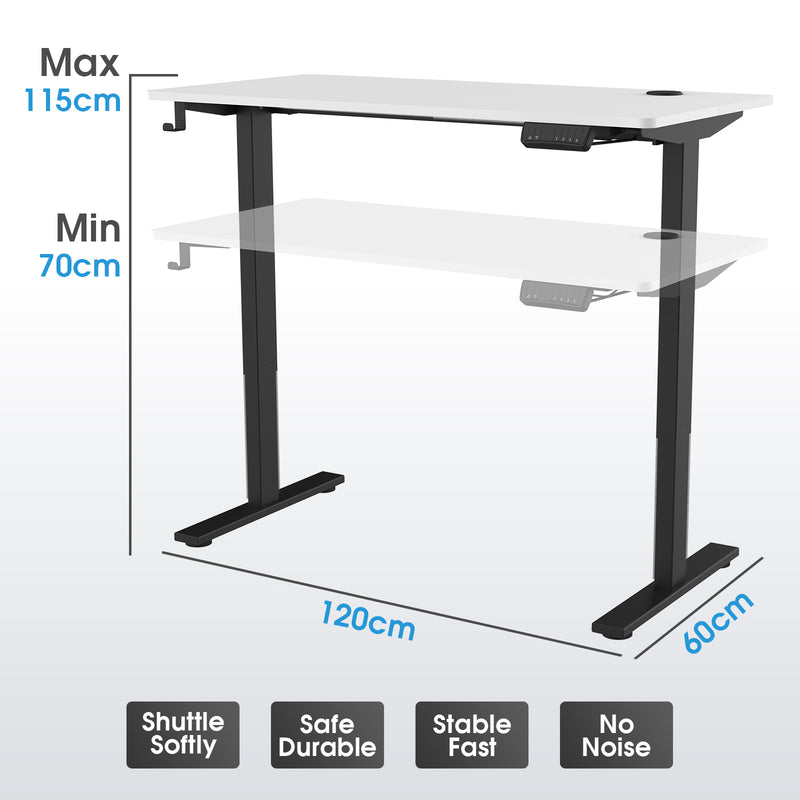 Advwin-Electric-Standing-Desk-Sit-Stand-Up-Riser-Height-Adjustable Motorised-Computer-Desk-White-Table-Top-120cm-White-Frame-160202100