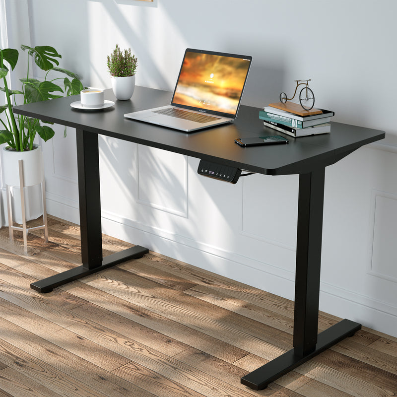 Advwin-Electric-Standing-Desk-Sit-Stand-Up-Riser-Height-Adjustable Motorised-Computer-Desk-Black-Table-Top-120cm-Black-Frame-160201700