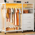 Advwin 3‑in‑1 Dresser with Hanging Rack LED Lights