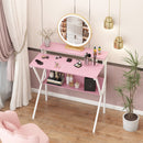 Advwin 80cm Computer Desk with Monitor Stand Pink