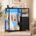 Advwin 3‑in‑1 Dresser with Hanging Rack LED Lights
