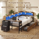 Advwin Single Corner Bed Frame with Desk and Bookcase