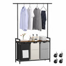 Advwin 3 Section Rolling Laundry Basket with Hanging Rack