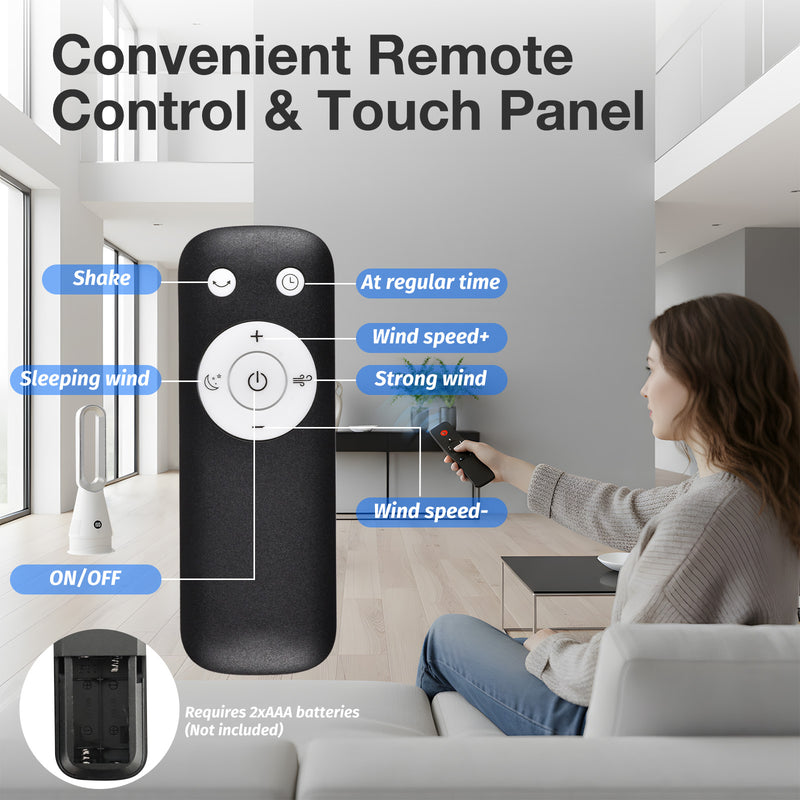 Advwin Electric Bladeless Tower Fan with Remote Control