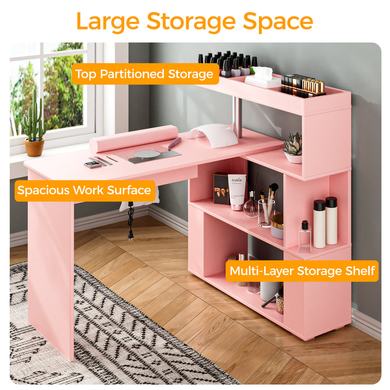 Advwin Manicure Table with Dust Collector Rotating Reversible