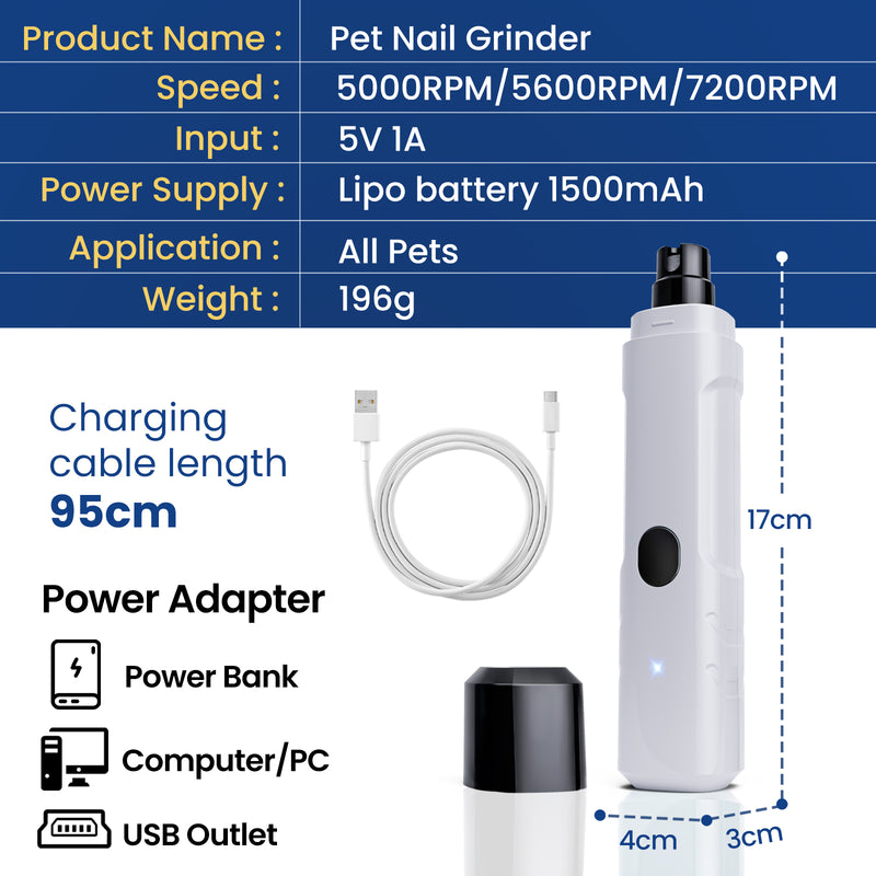 Advwin 3-Speeds Pet Dog Nail Grinder Set