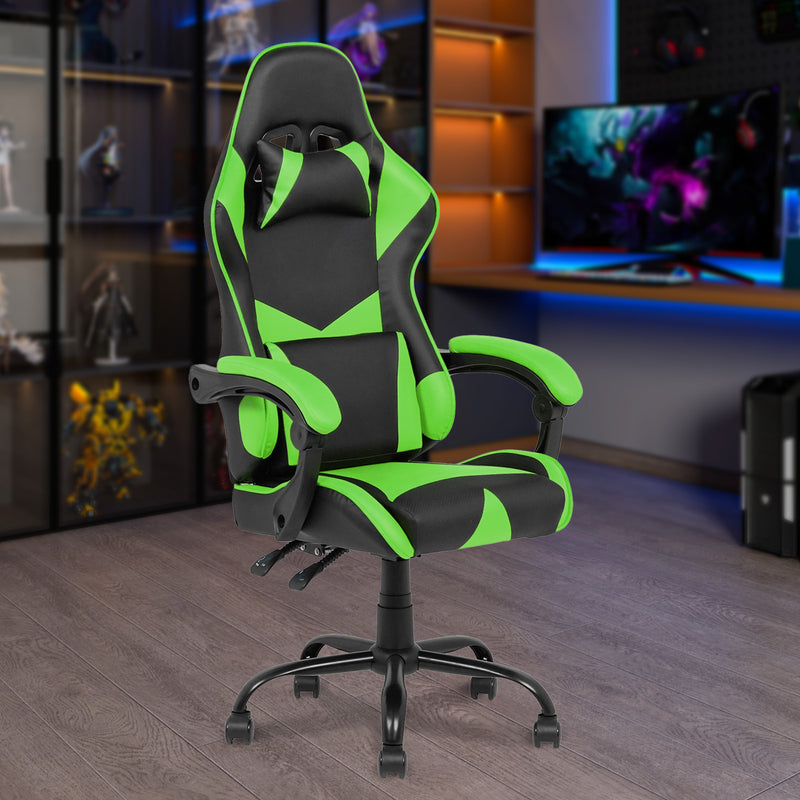 Advwin Computer Gaming Chair with Lumbar Support Green