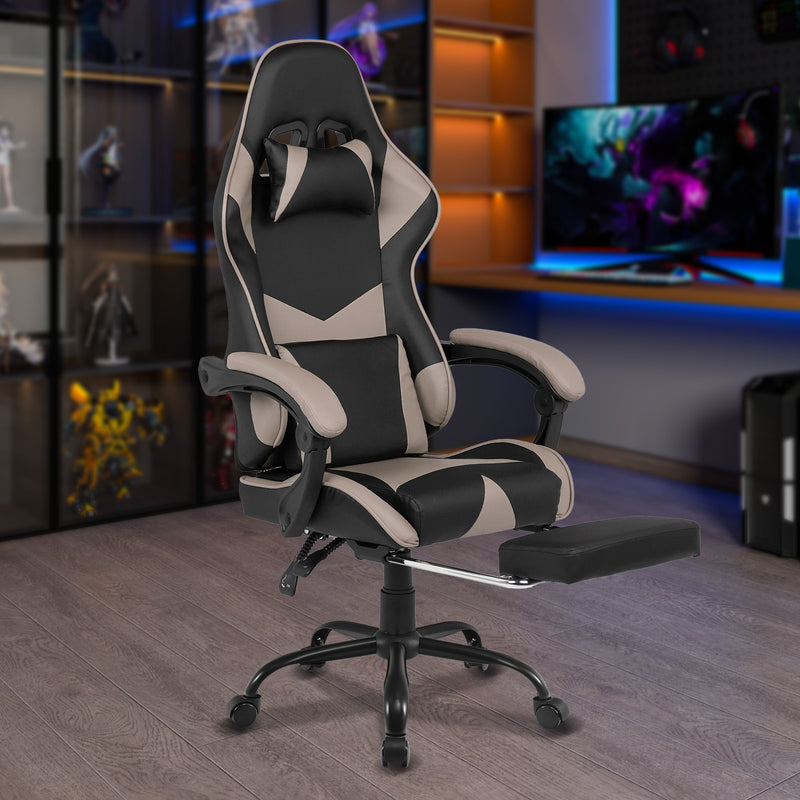 Advwin Computer Gaming Chair with Footrest Grey