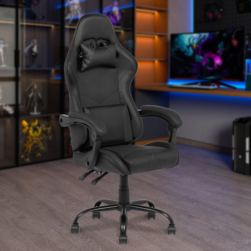 Advwin Computer Gaming Chair with Lumbar Support Black