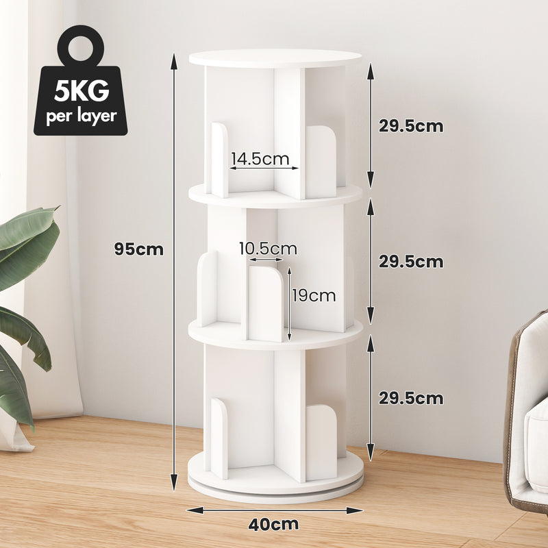 Advwin 3-Tier Rotating 360° Bookshelf Organizer