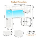 Advwin LED Loft Bed Frame w/ L-Shaped Desk & Charging Station