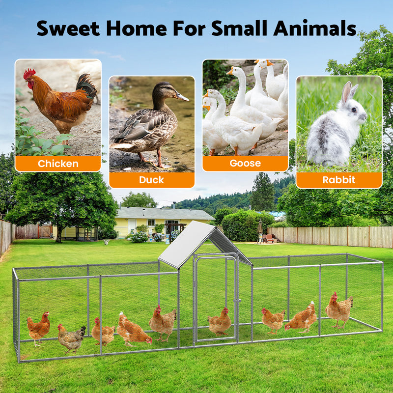 Advwin Metal Chicken Coop Walk-in Poultry Cage 5x1x1.5m