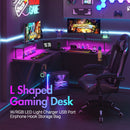 Advwin L Shaped Gaming Desk with LED Lights