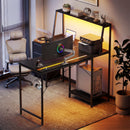 Advwin LED Gaming Desk w/ Adjustable Shelf & Power Outlets