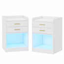 Advwin LED Bedside Table with Charging Station Set of 2