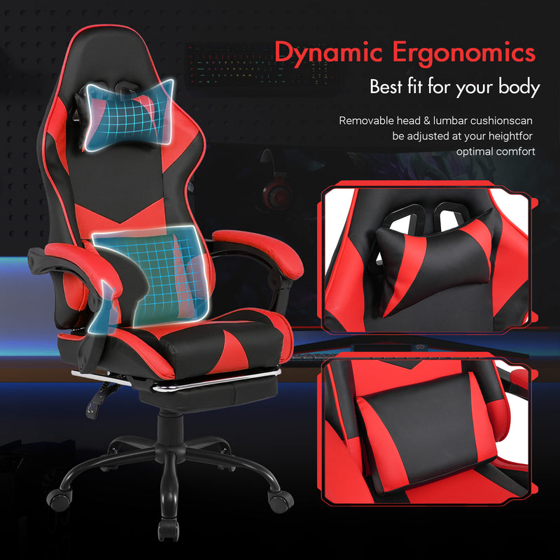 Advwin Computer Gaming Chair with Footrest Red