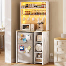 Advwin Bakers Rack w/ Mini Fridge Space & Power Outlets