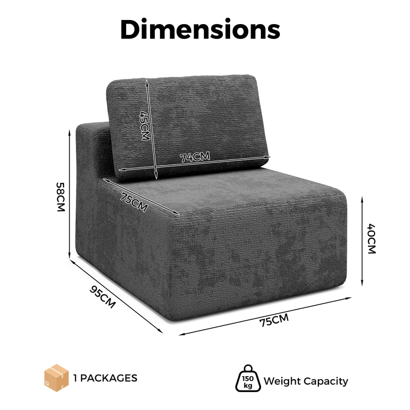 Advwin Armless Sofa Chair Chenille Fabric Modular Sofa