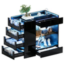Advwin Glossy Closet Island w/ LED Lights & 8 Drawers