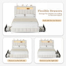 Advwin Bed Frame w/ LED Shelves & Charging Station