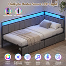 Advwin Corner Single Bed Frame with Charging Station