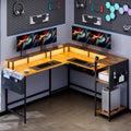 Advwin 150cm L Shaped Computer Desk w/ LED Lights