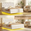 Advwin Velvet Button-Tufted Floating Bed Frame