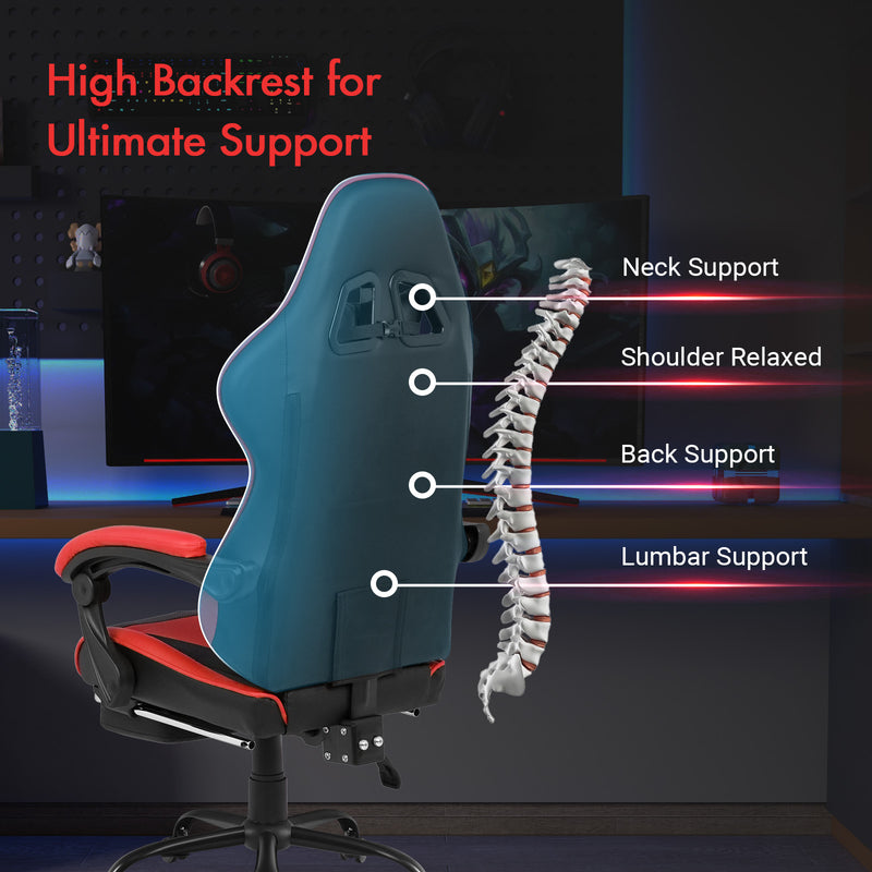 Advwin Computer Gaming Chair with Footrest Red