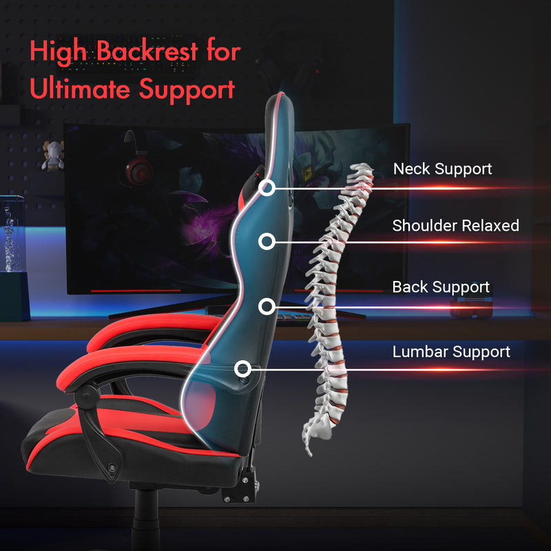 Advwin Computer Gaming Chair with Lumbar Support Red