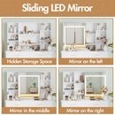 Advwin Dressing Table Stool Set LED Slide Mirror