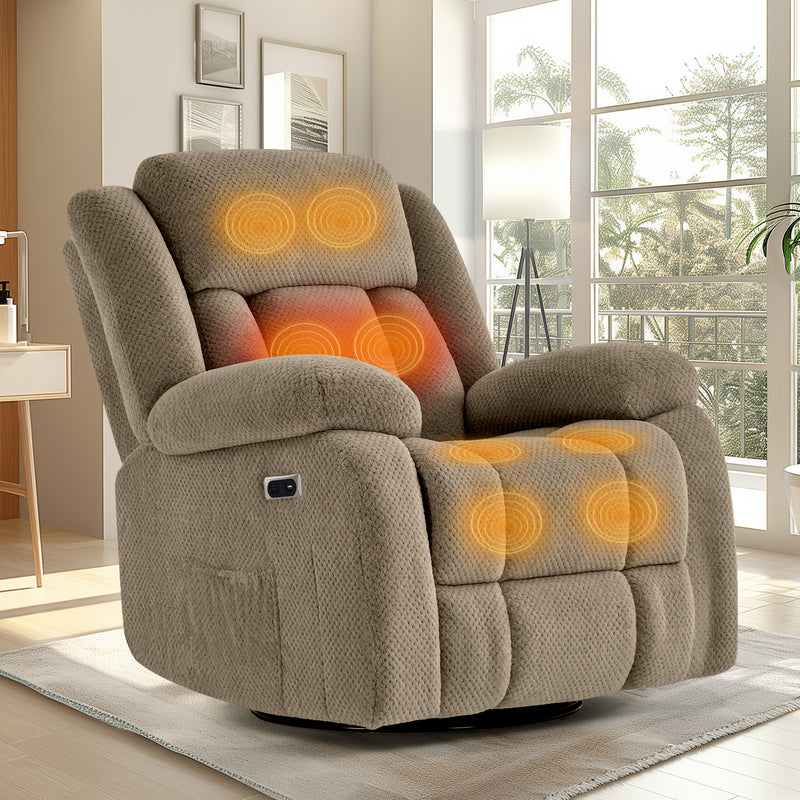 Advwin 8-Point Electric Heat Massage Chair Light Brown