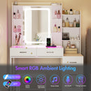 Advwin Dressing Table Set with Glass Desktop LED Light