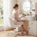 Advwin Teddy Fleece Vanity Chair 360° Swivel