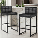 Advwin Set of 2 Bar Stools with Backrest & Metal Footrest
