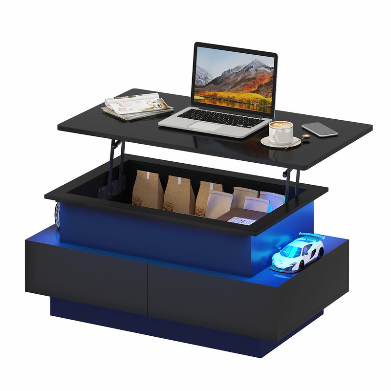 Advwin Lift Top Coffee Table with LED Lights
