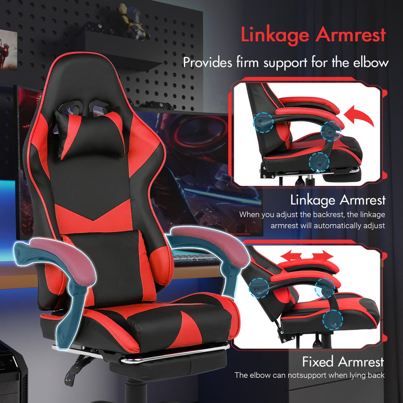 Advwin Computer Gaming Chair with Footrest Red