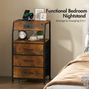Advwin Bedside Table w/ Charging & 3 Drawers