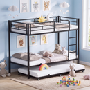 Advwin Metal Triple Sleeper Bunk Bed Single Black